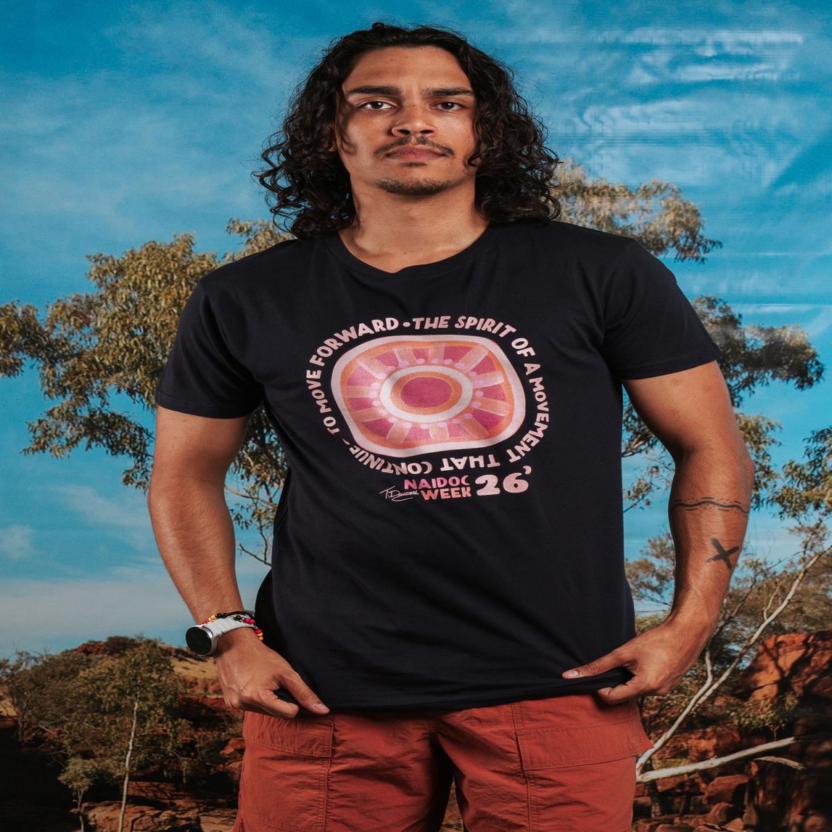 Spirit Of A Movement NAIDOC Week 2026 Navy Cotton Crew Neck Unisex T-Shirt