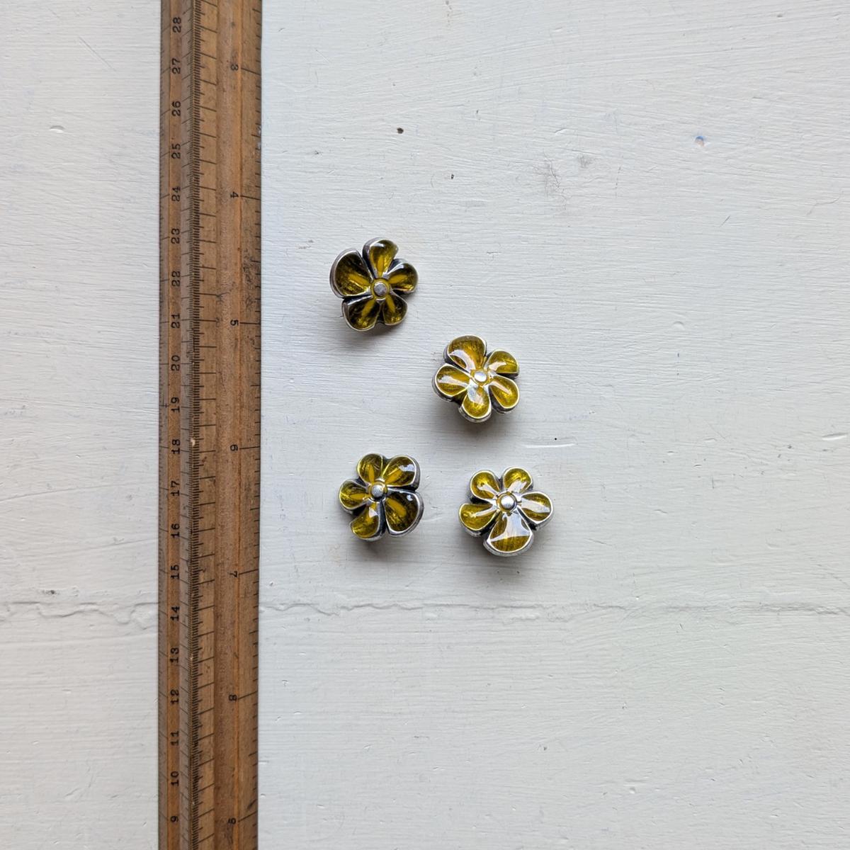 Yellow Enamel Flower Buttons