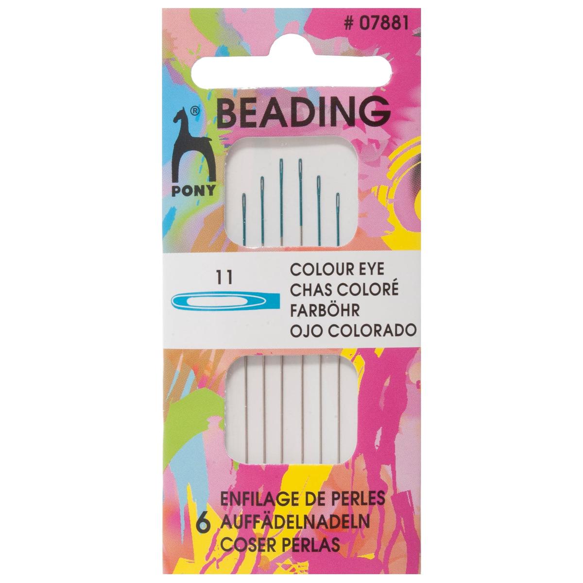 Pony Pack of 5 Beading Needles with Colour-Coded Eye (Size 11)