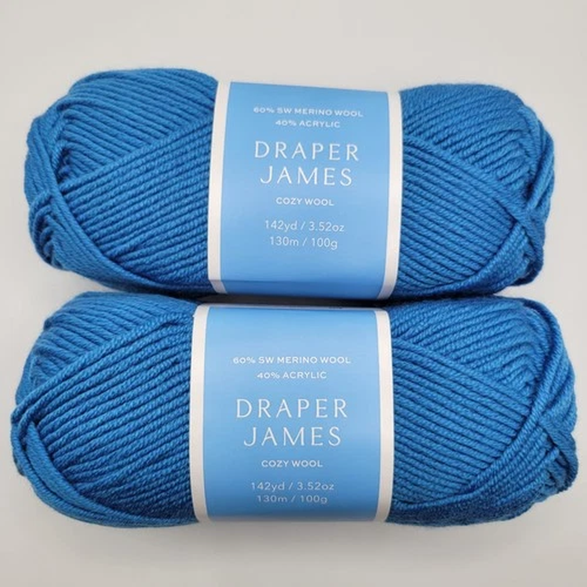 (2 Skeins) Draper James Cozy Wool FRENCH BLUE SW Merino Acrylic 142 yds 3.52 oz