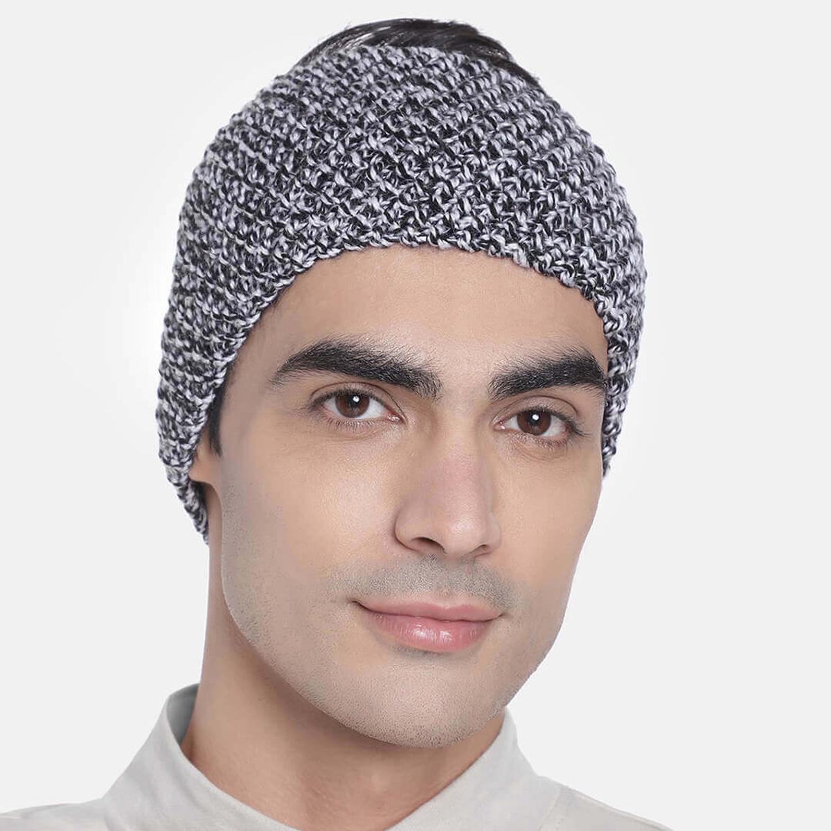 Knitted Headband - Black & White 3039