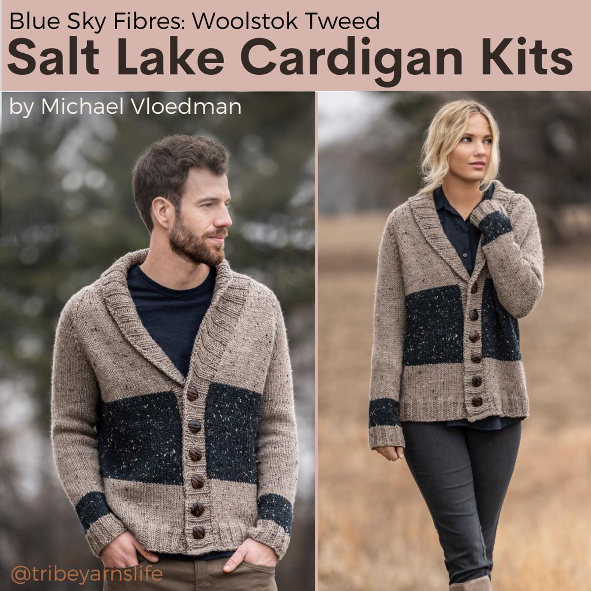 Salt Lake Cardigan Kits with Woolstok Tweed
