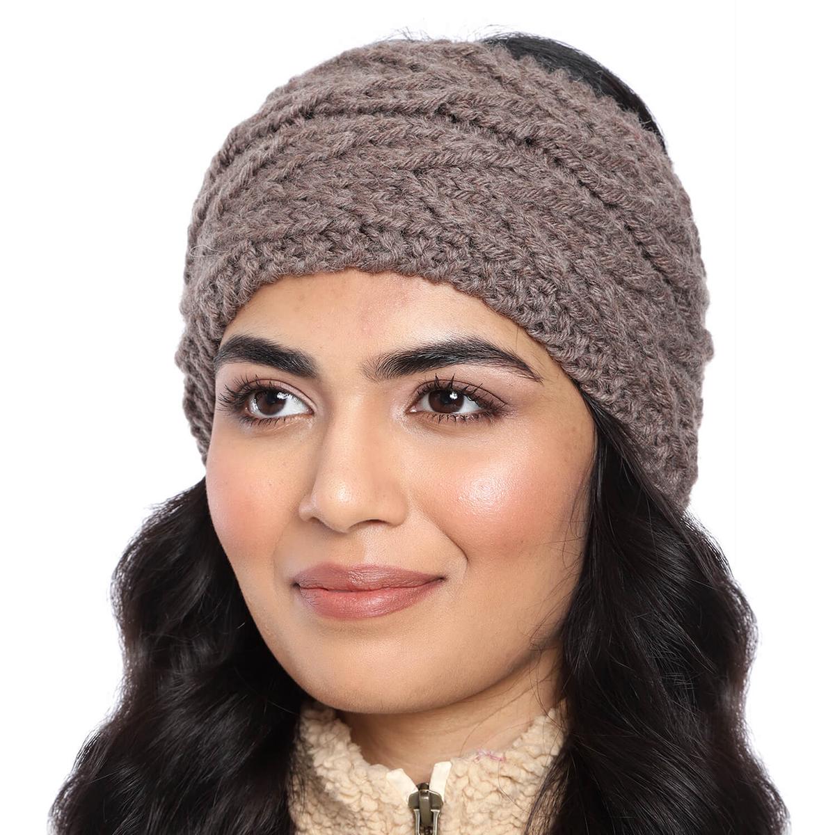 V Stitch Headband - Brown 857