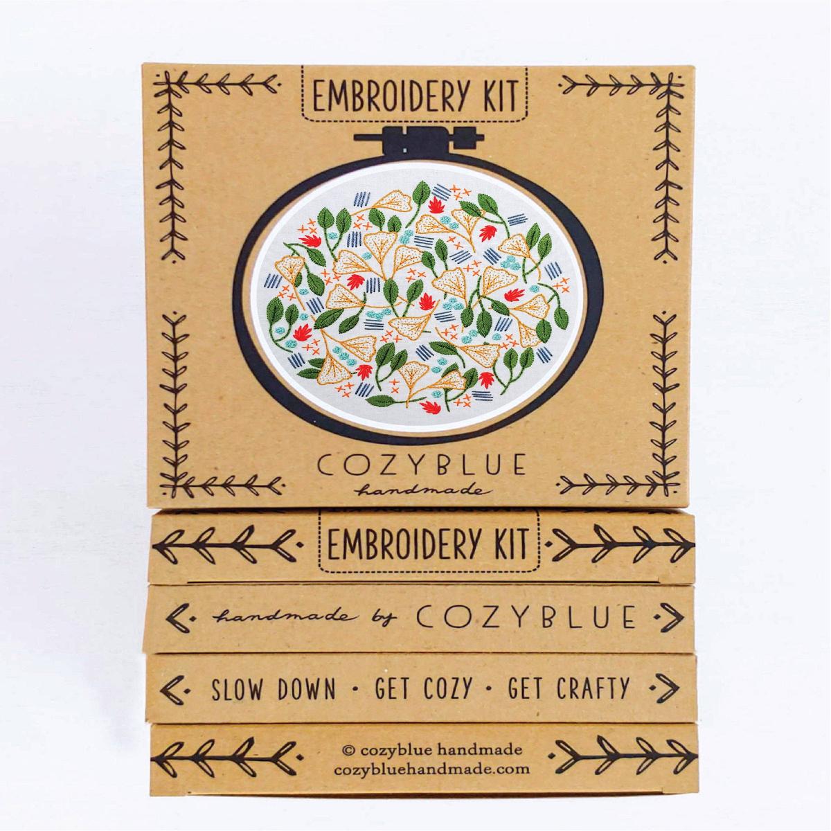 Cozy Blue Forest floor embroidery kit