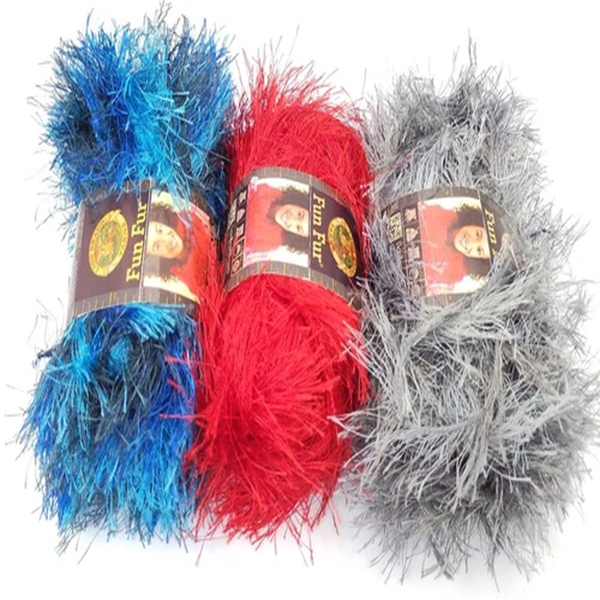 Yarn FUN FUR Eyelash Lava Deep Sea Red Lot of 3 Lion Brand Super Soft Crochet