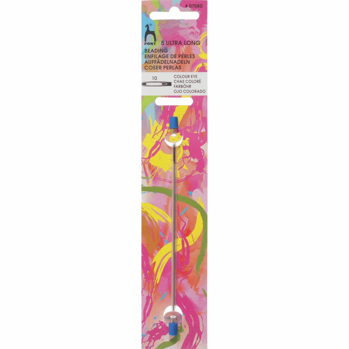 Pony Pack of 5 Ultra Long Beading Needles with Colour-Coded Eye (Size 10)