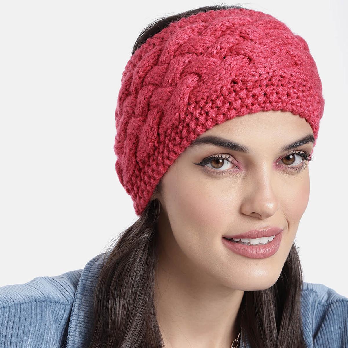 Cable Criss Cross Woven Headband - Coral Pink 2602
