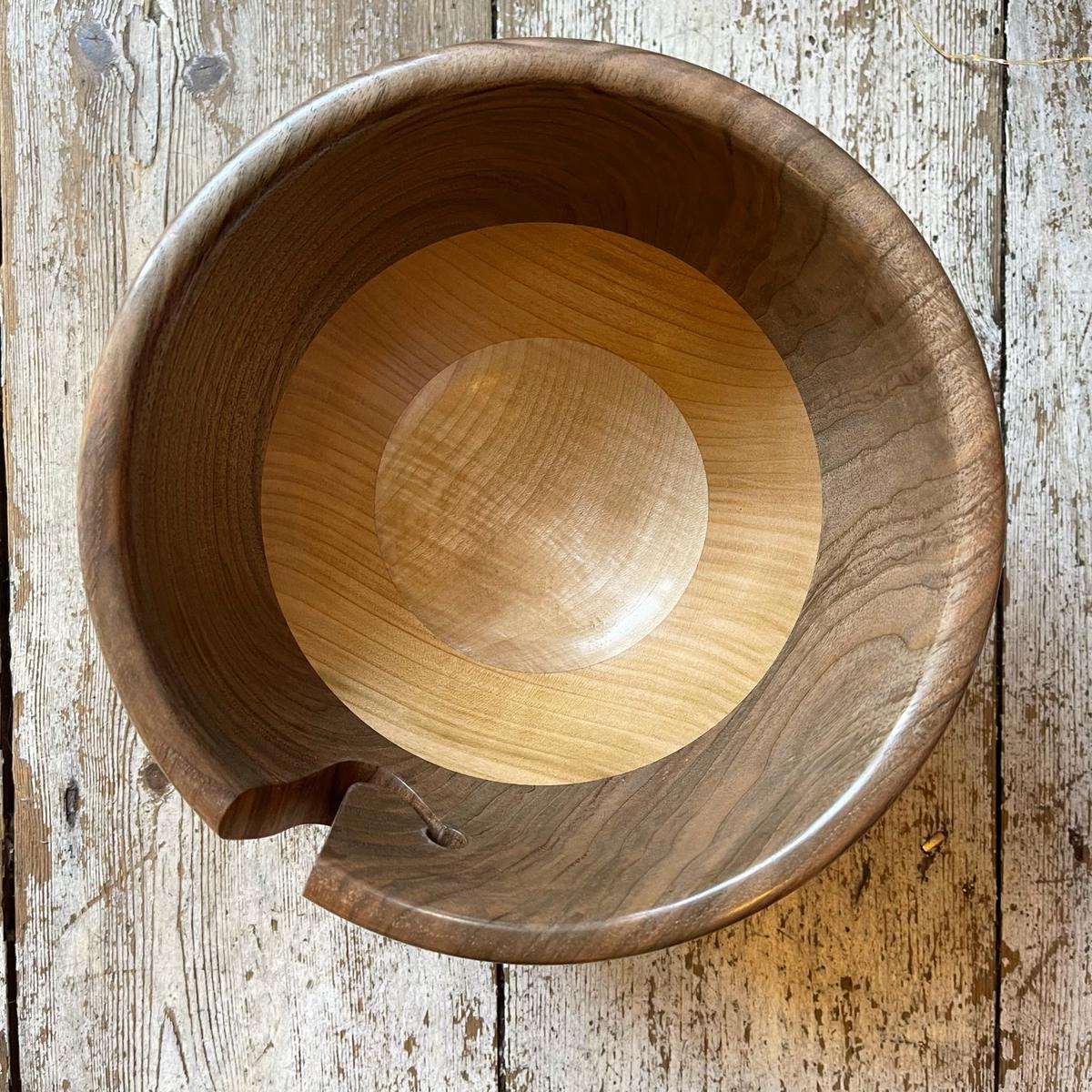 Hand Turned Yarn Bowl - Walnut, Cherry & Sycamore