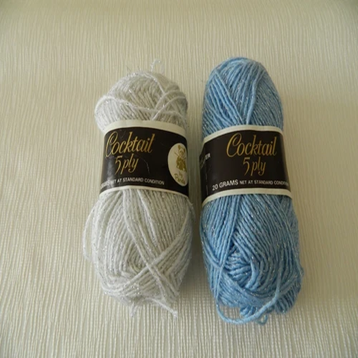 Yarn Panda COCKTAIL Acrylic Metallic Polyester 5ply Blue OR White South Africa