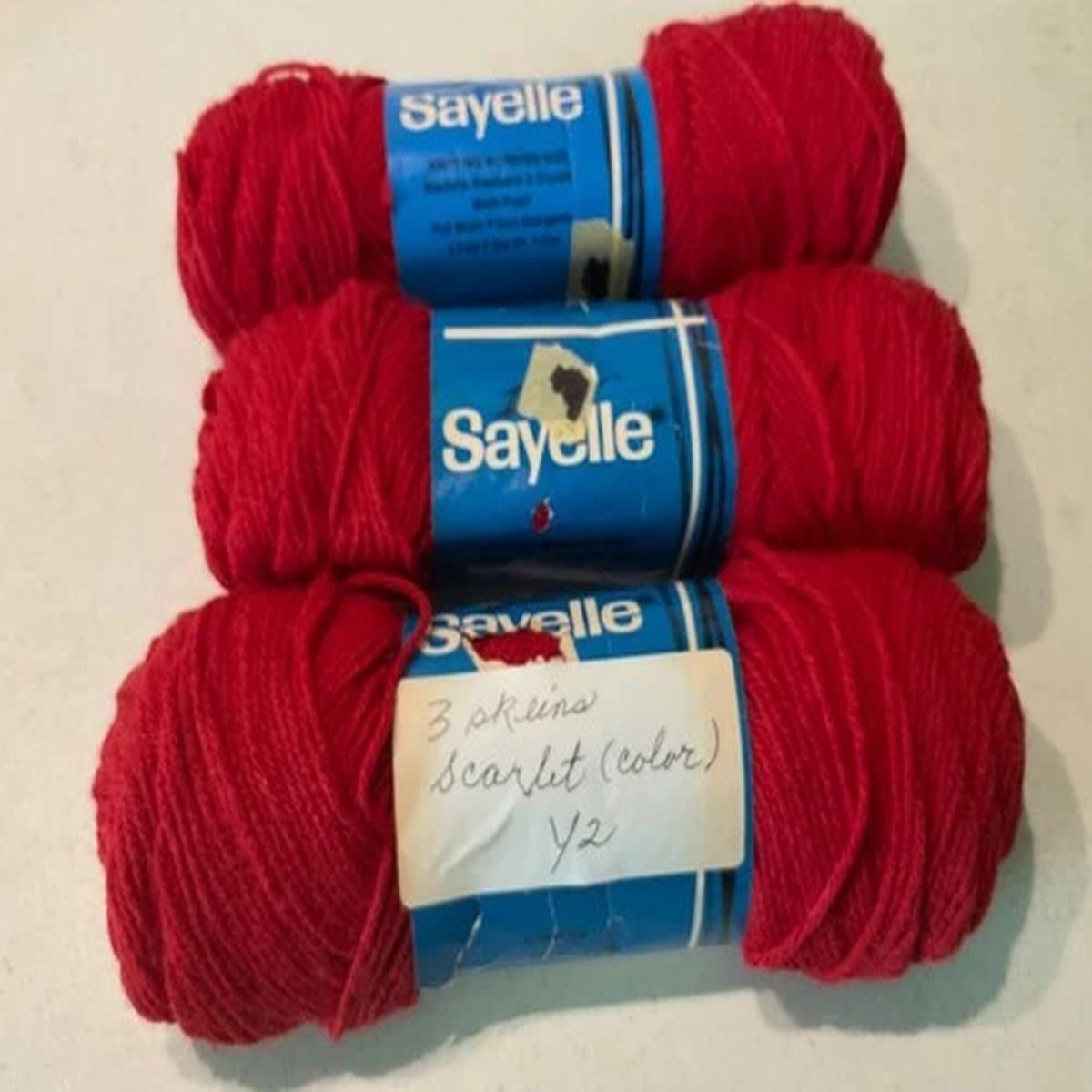YARN 3 SKEINS SCARLET IN COLOR Y2