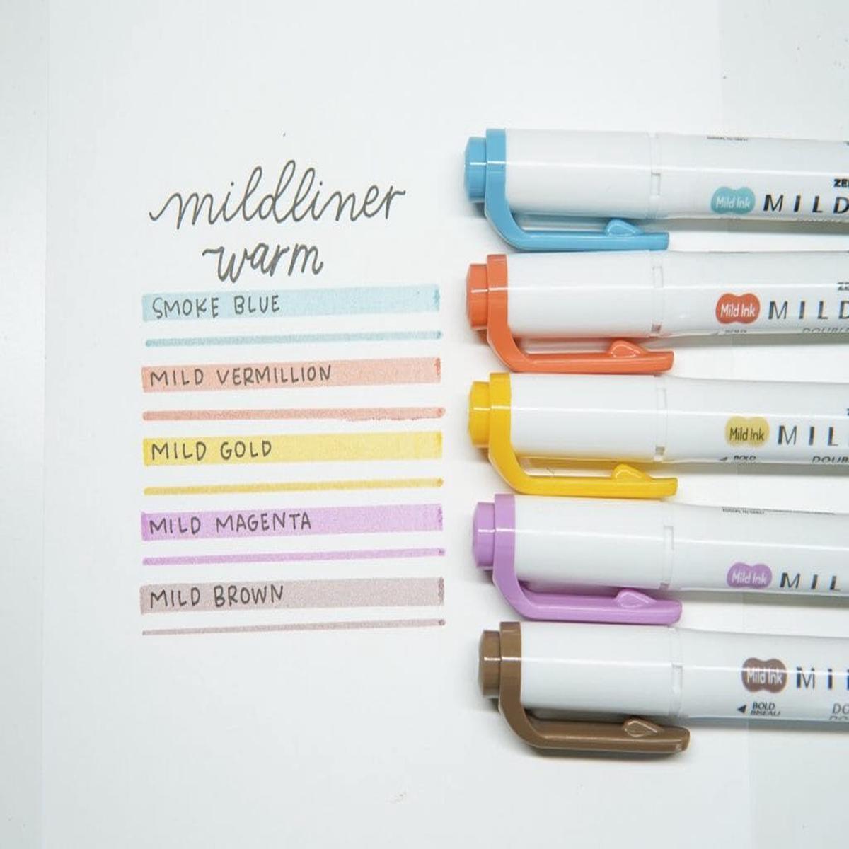 Zebra Mildliner Double Ended Highlighter Markers - Set of 5