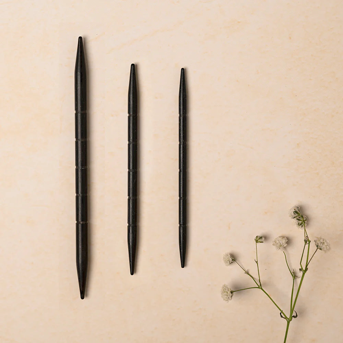 Set of 3 Ebony Cable Needles - Lantern Moon