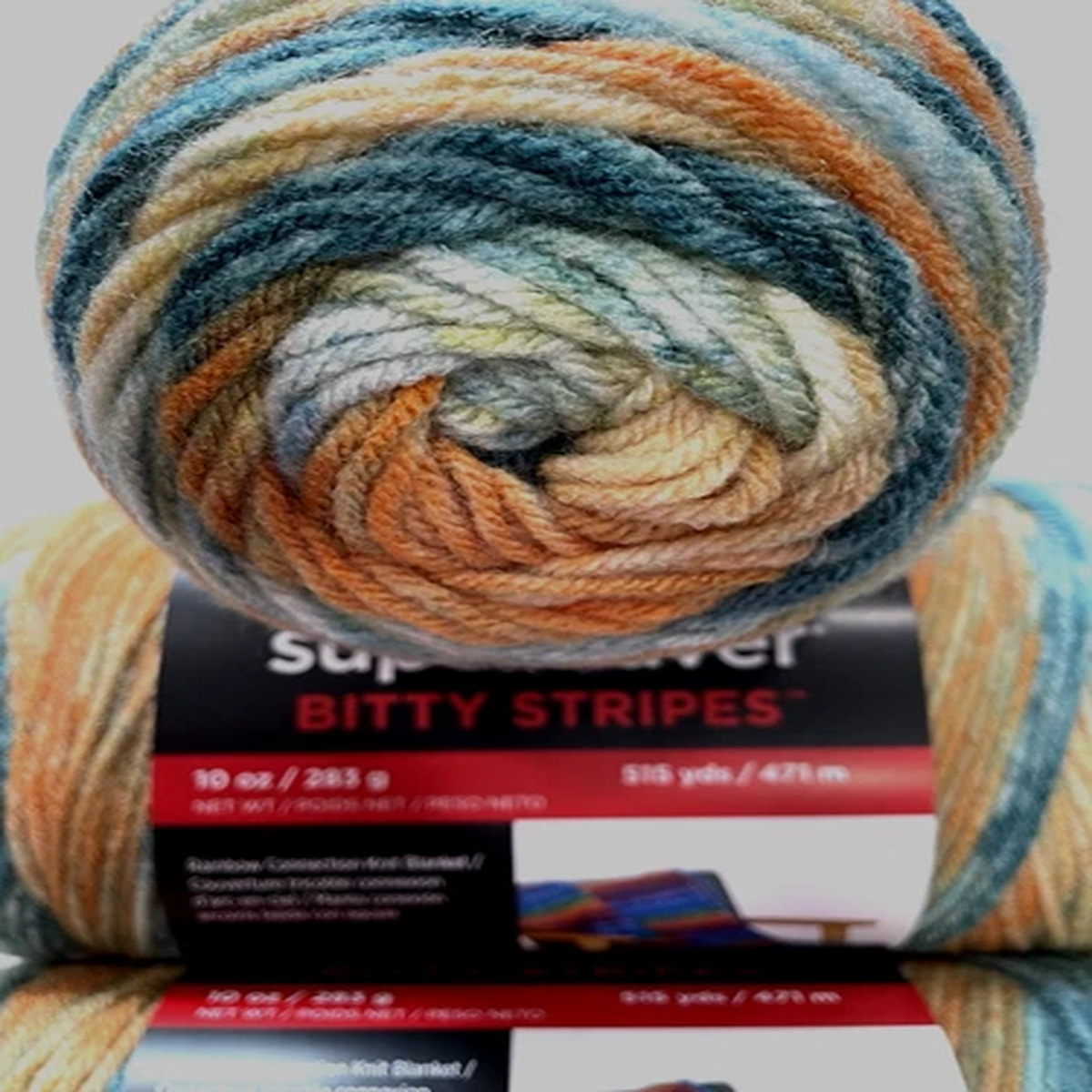 (1 SKEIN) Red Heart BITTY STRIPE YARN "CORAL REEF* 10oz -#4 Med. 283g/515yds