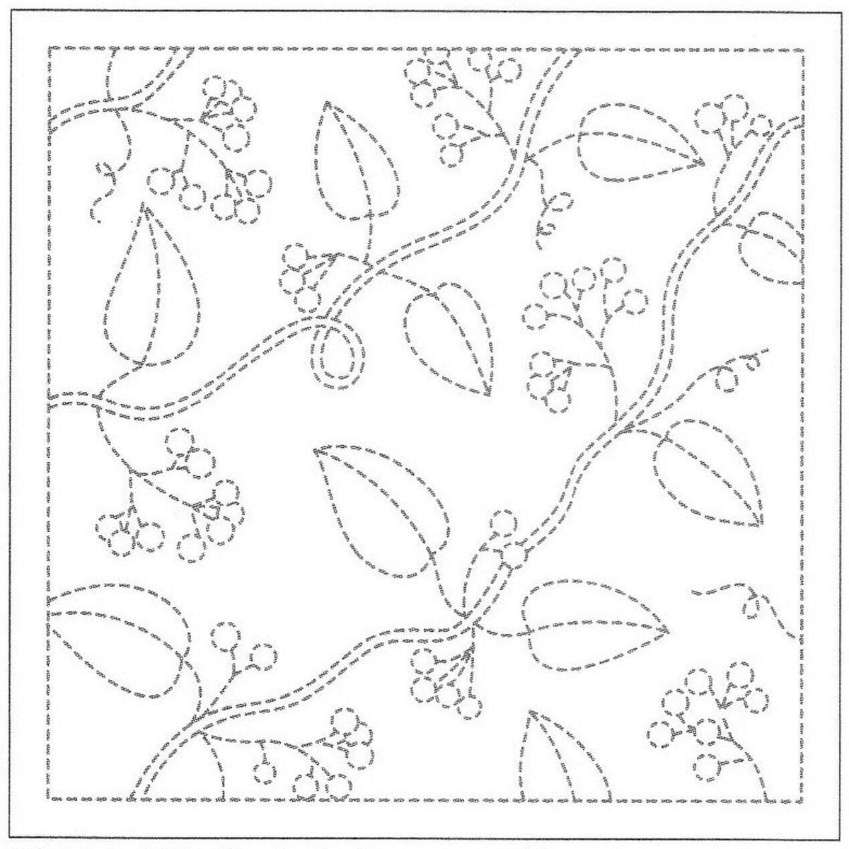 Sashiko Sampler - Leaves and Berries Navy