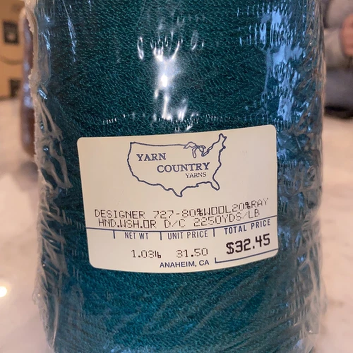 Yarn Country Designer 727 Wool/Rayon 1.03lb 2250Yds GREEN