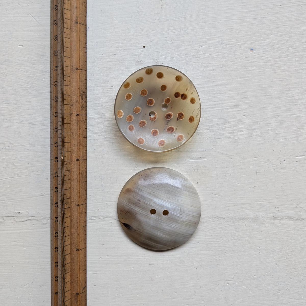 Blonde Horn Round Cup Dotted Button 48mm