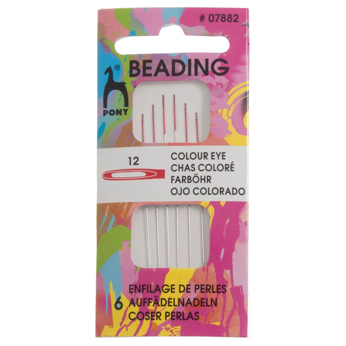 Pony Pack of 5 Beading Needles with Colour-Coded Eye (Size 12)