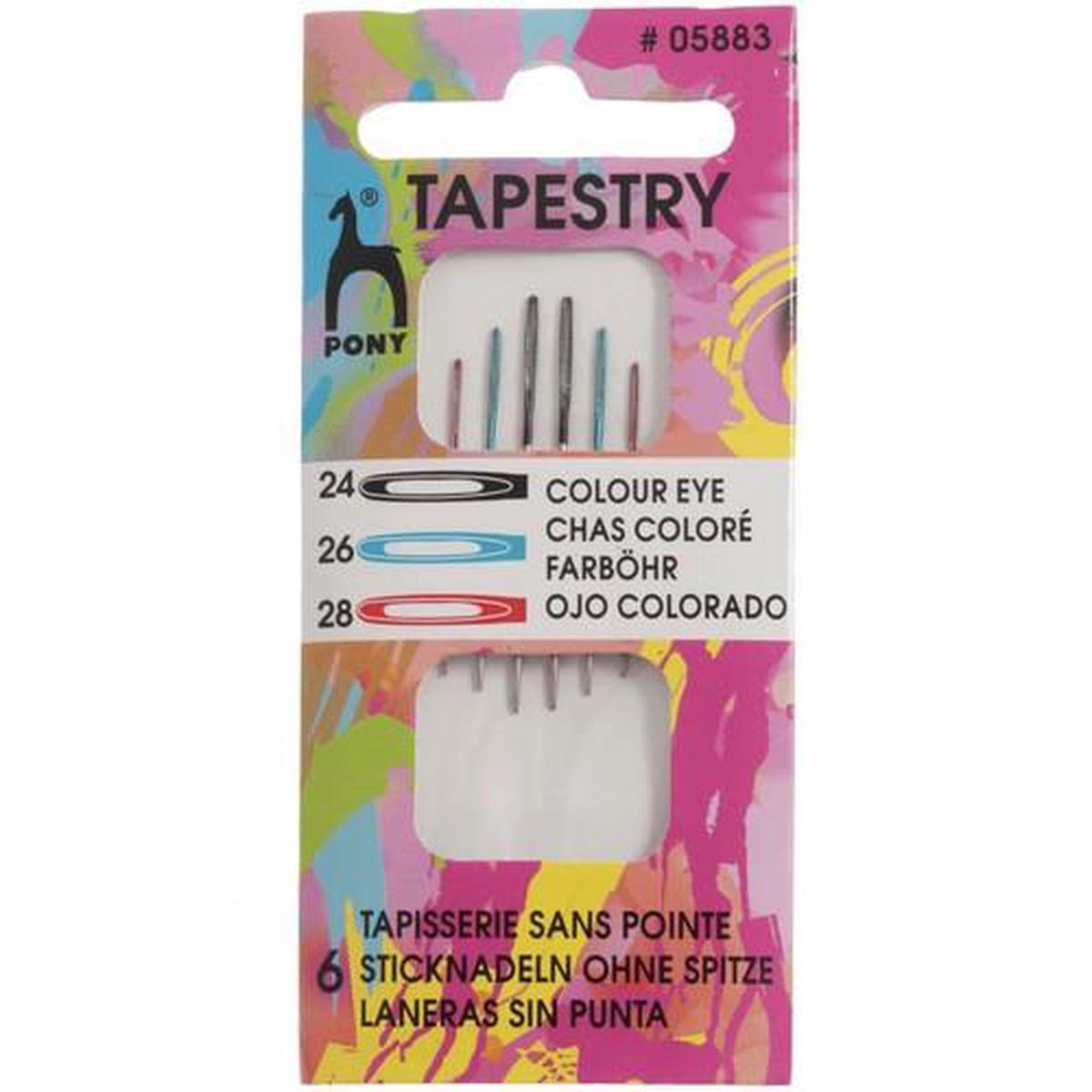 Pony Tapestry Needles with Colour-Coded Eyes (Mixed Pack of Size 24, 26 & 28)