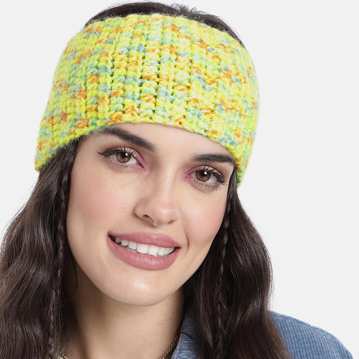 Crochet Woolen Headband - Yellow 2965