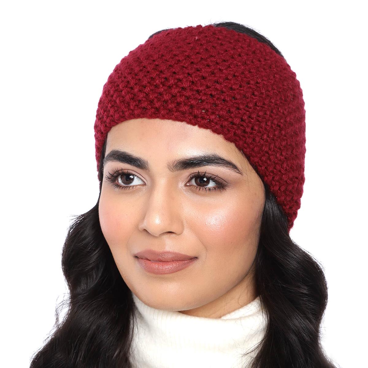 Knitted Headband - Maroon 302