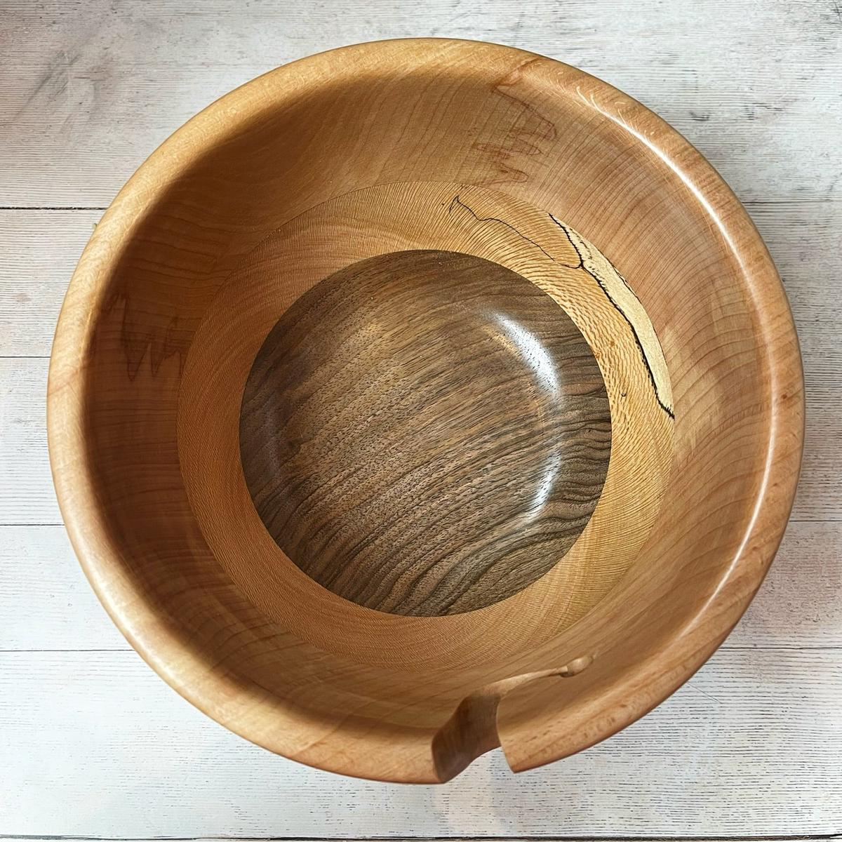 Hand Turned Yarn Bowl - Beech, London Plain & Walnut