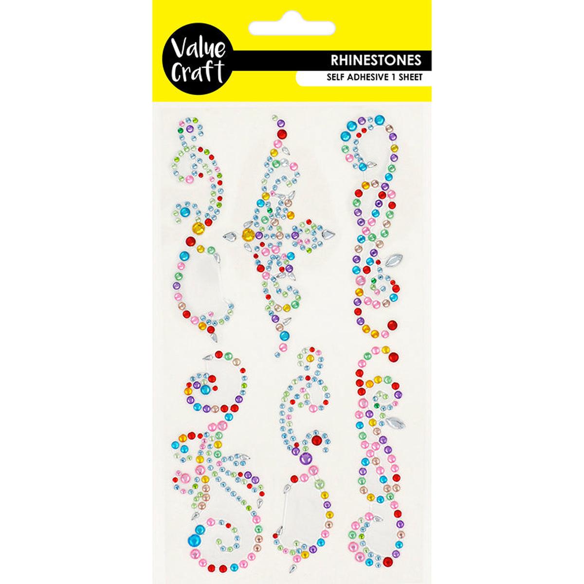 Value Craft Rhinestones Sticker, Multi Flourish