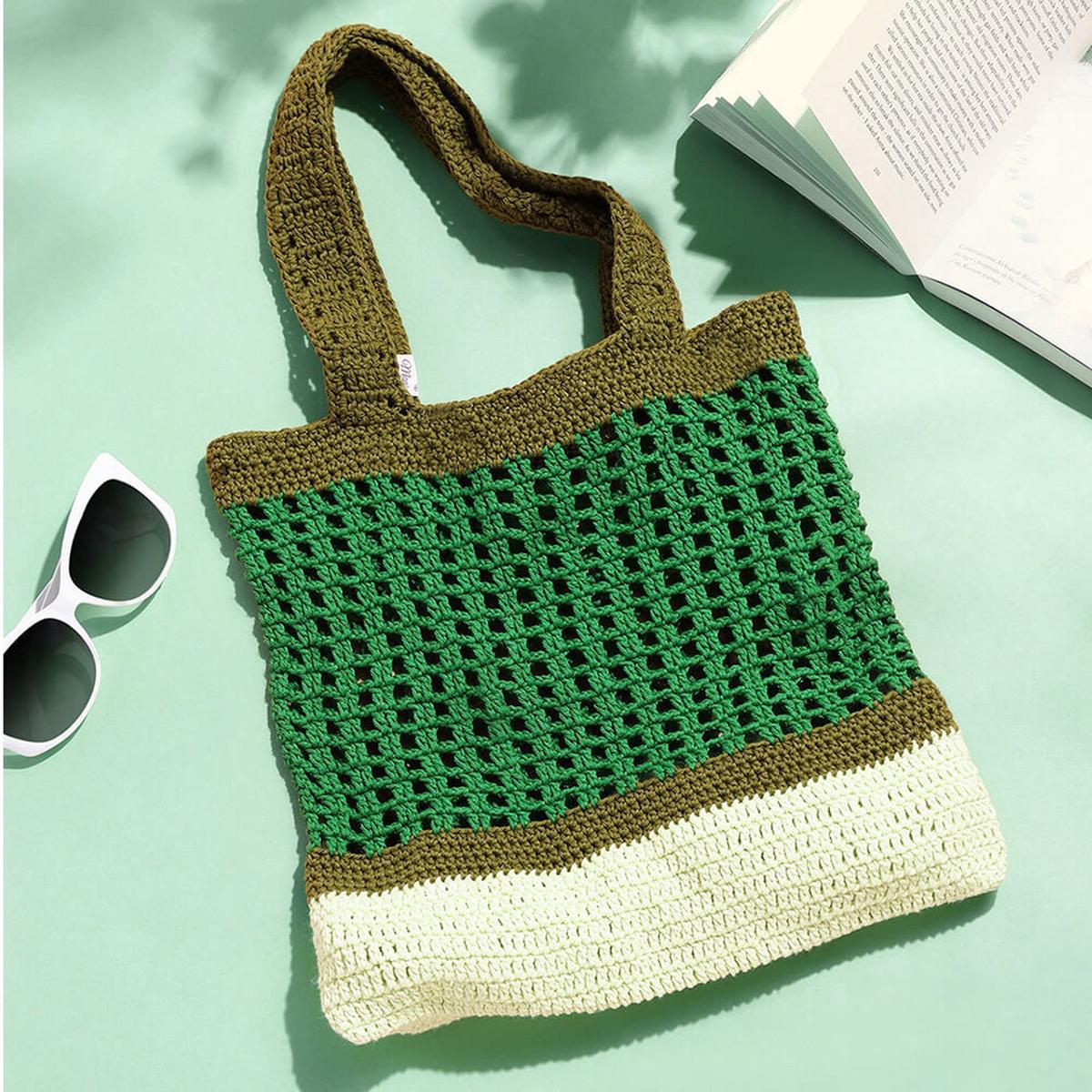 Handmade Crochet Market Bag - Multi-Color 2813