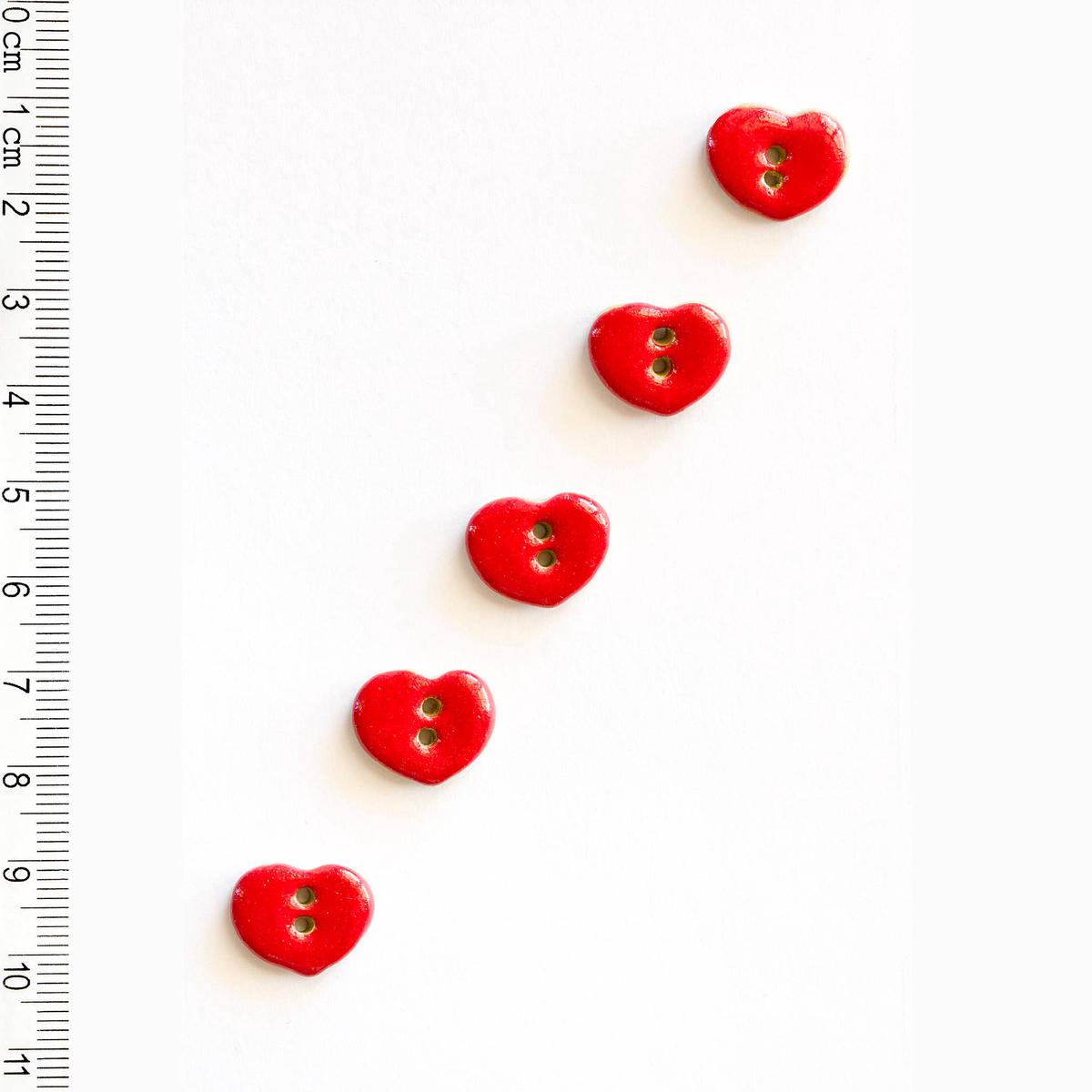 Ceramic Red Heart Buttons
