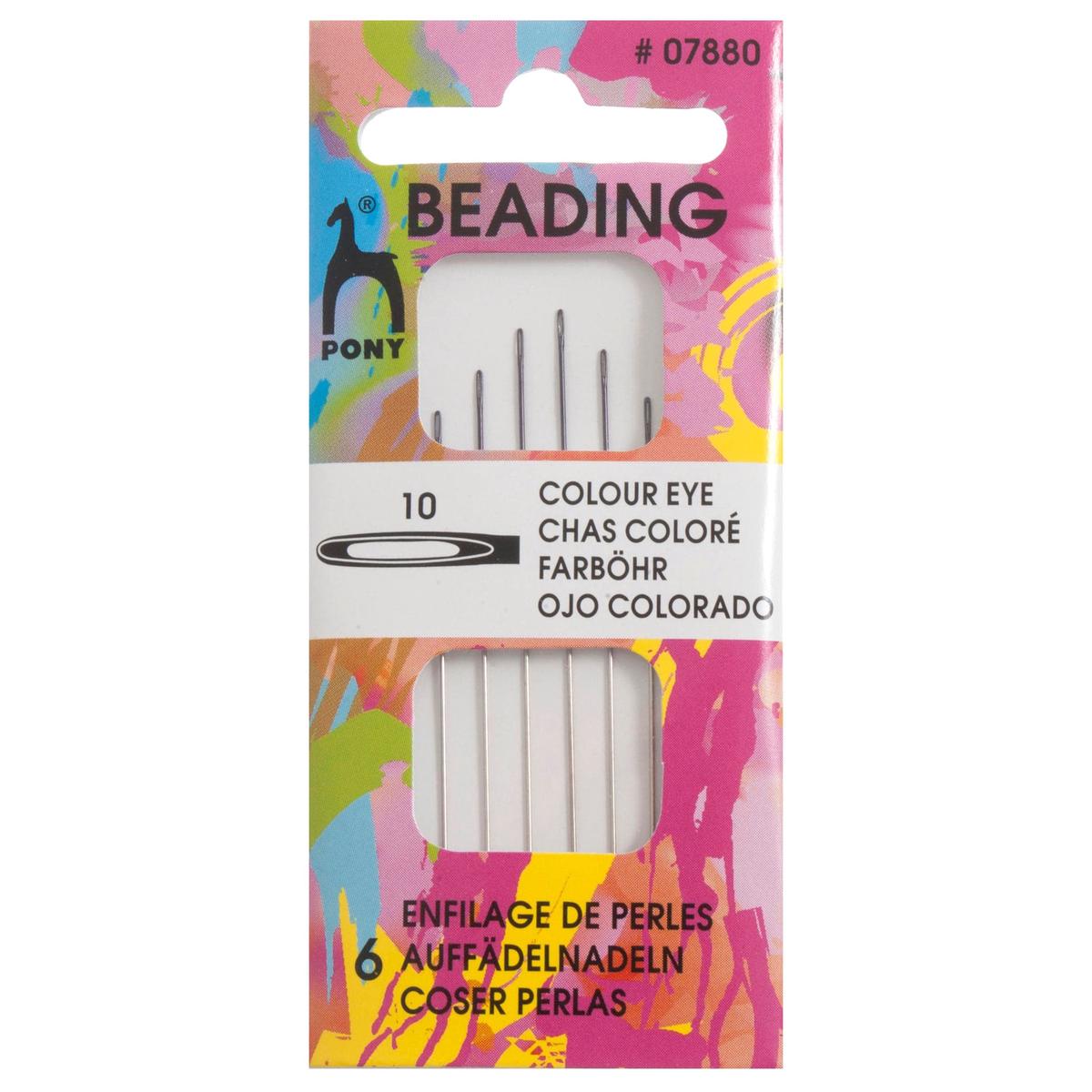 Pony Pack of 5 Beading Needles with Colour-Coded Eye (Size 10)