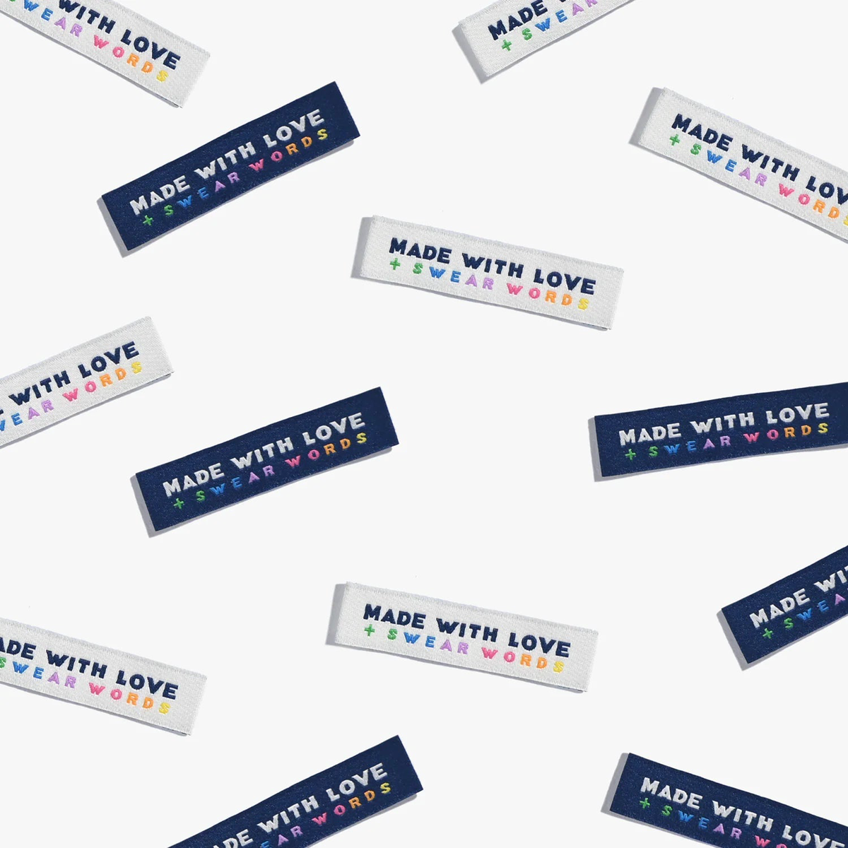 "Made with Love and Swear Words" Woven Labels 6 Pack
