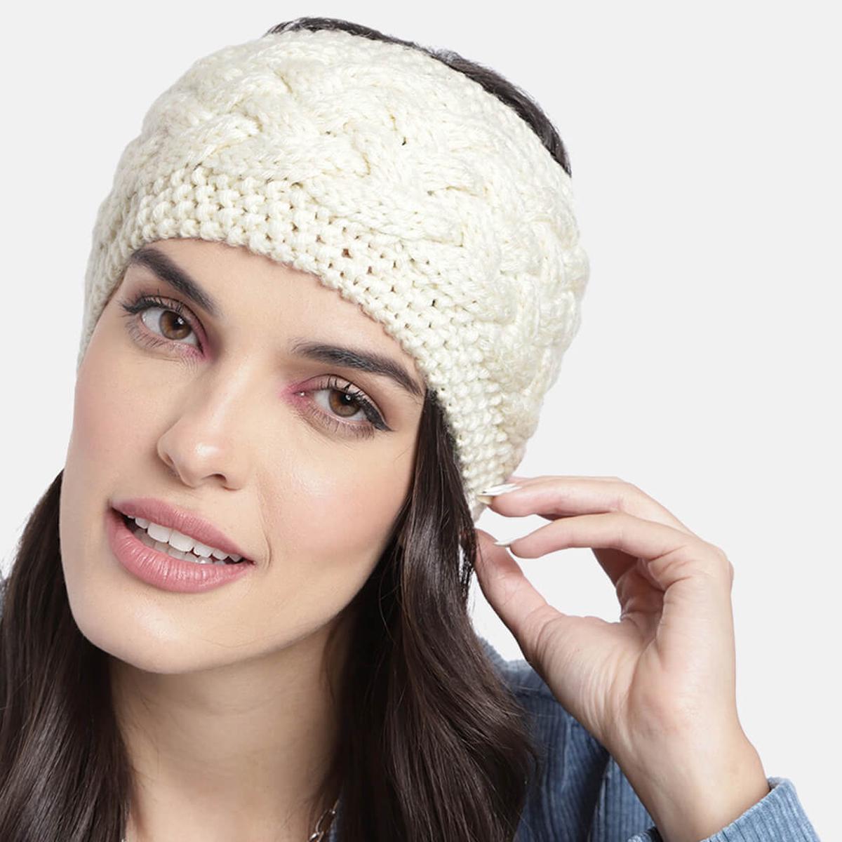 Cable Knit Criss Cross Headband - Off-White 2597