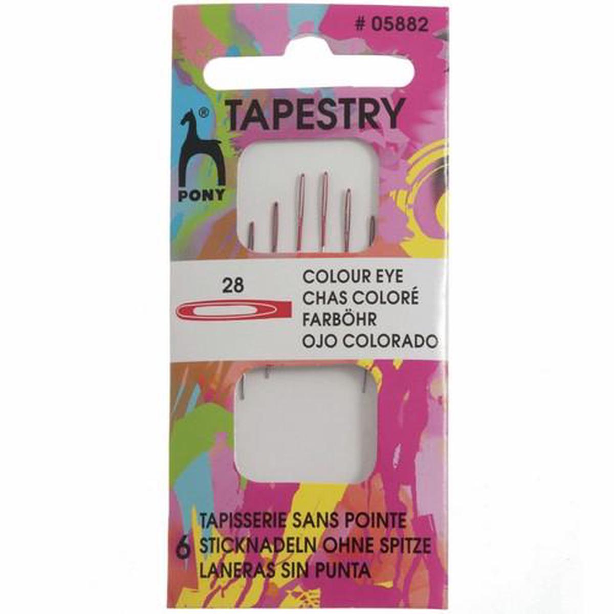 Pony Tapestry Needles with Colour-Coded Eyes (Size 28)